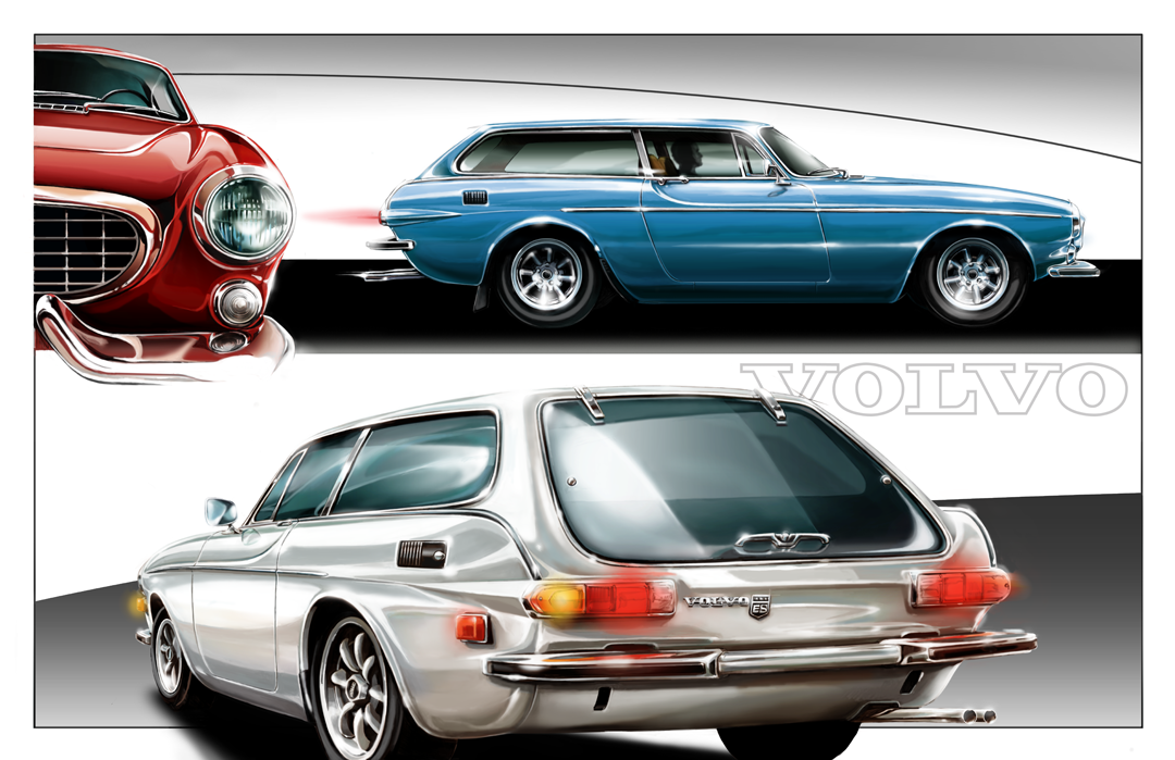 Volvo 1800ES Sport Wagon White Original Artwork Print | Gary Green Art
